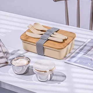 Ланч-бокс «Lunch» из пшеничного волокна с бамбуковой крышкой — фото 1