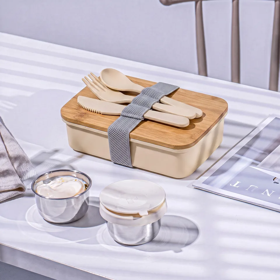 Ланч-бокс «Lunch» из пшеничного волокна с бамбуковой крышкой