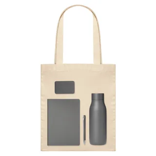 Подарочный набор Велком Пак (Welcome Pack), серый (термобутылка, ежедневник, ручка, ЗУ — фото 1