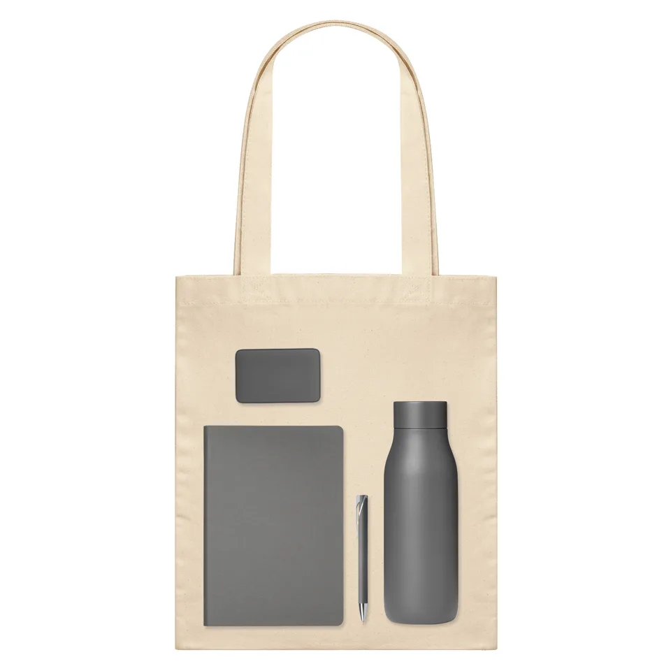 Подарочный набор Велком Пак (Welcome Pack), серый (термобутылка, ежедневник, ручка, ЗУ