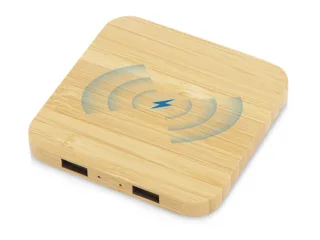 USB-хаб с беспроводной зарядкой из бамбука «Plato», 5 Вт — фото 1