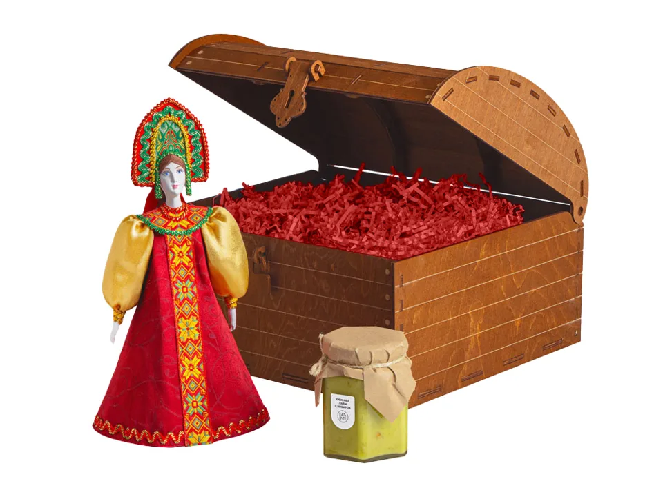 Подарочный набор: кукла фарфоровая, крем-мёд с лаймом и имбирем