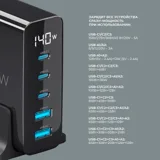 Зарядная станция 3xUSB Type-C, 2xUSB, PD, QC, 140Вт — фото 3